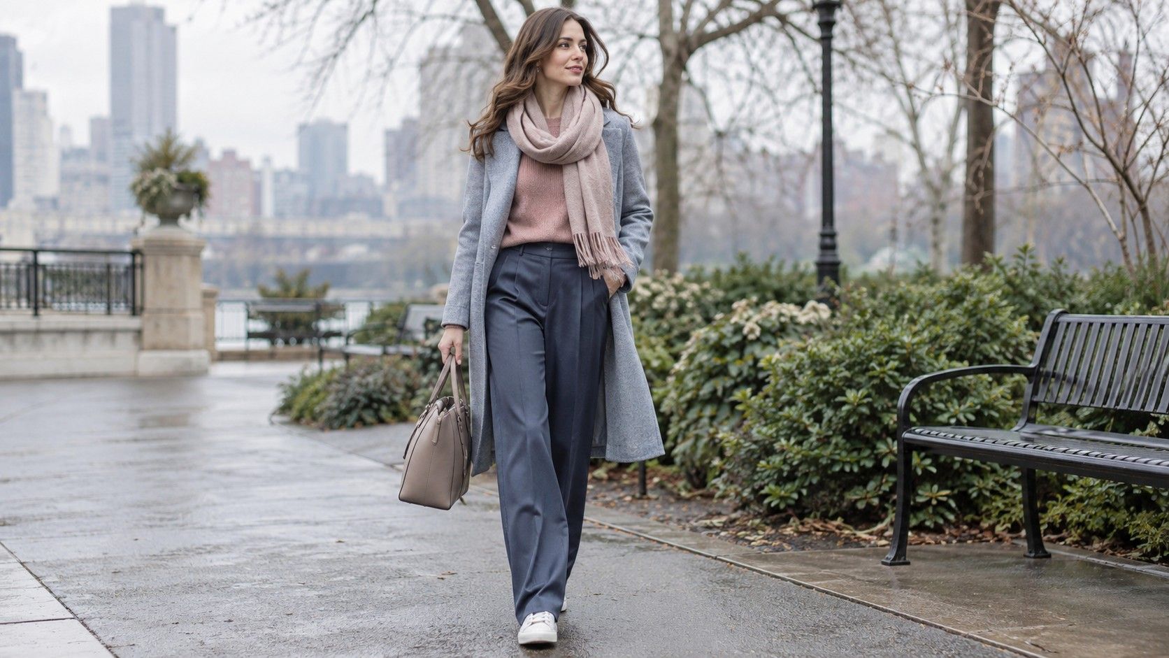 Muted blue and dusty rose Soft Summer outfit